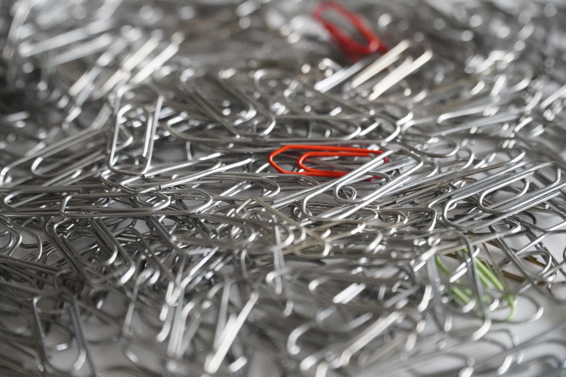 abundance of silver paperclips